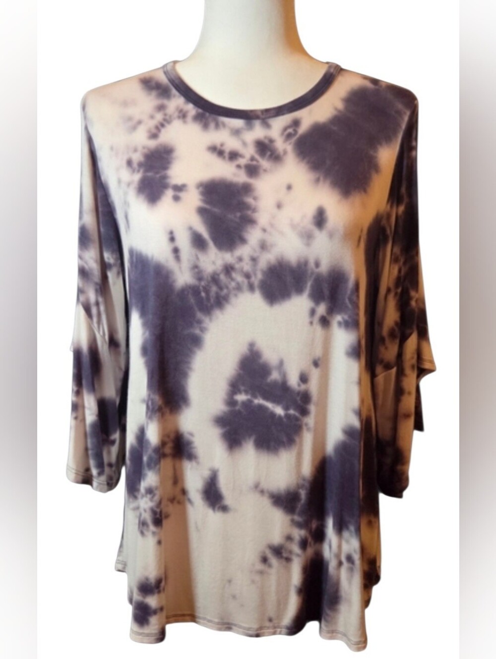 NWOT Survival Boutique Purple Tie Dye Bell Sleeve Tunic M Like New